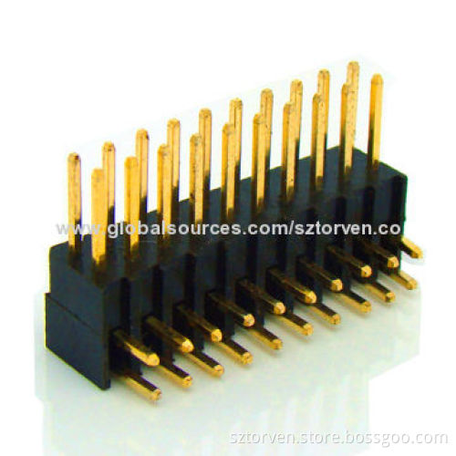 Pin Header, 2.54mm Dual-row, 2-80 Pins, Right Angle DIP Profile, 7.4mm Height
